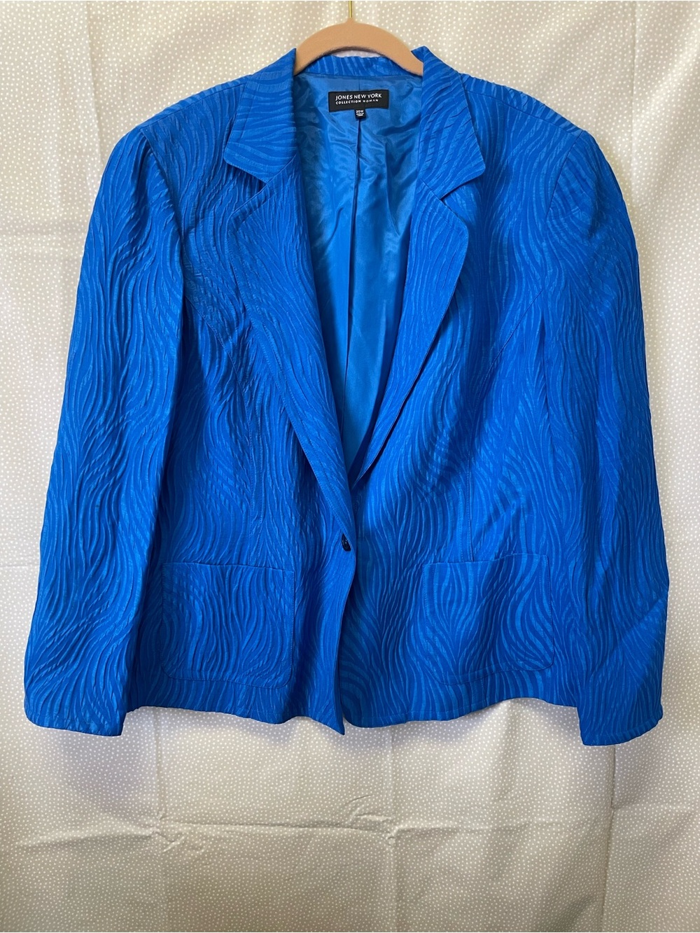Jones New York Blue Wavy Women’s Linen and Silk Blazer Size 20W